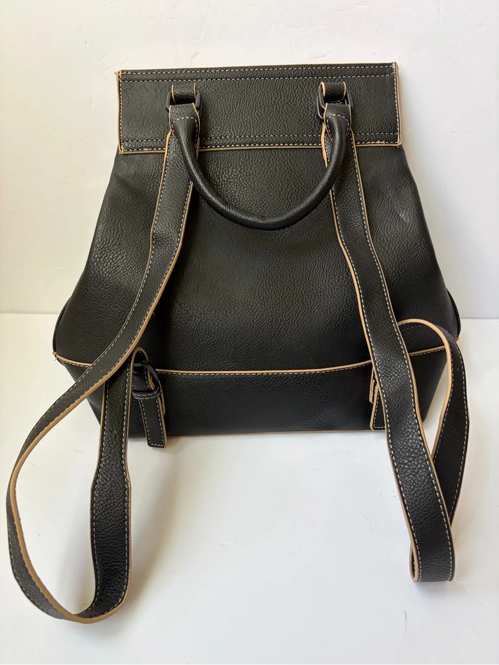 Darcy Marks London Black Faux/Vegan Leather Backpack